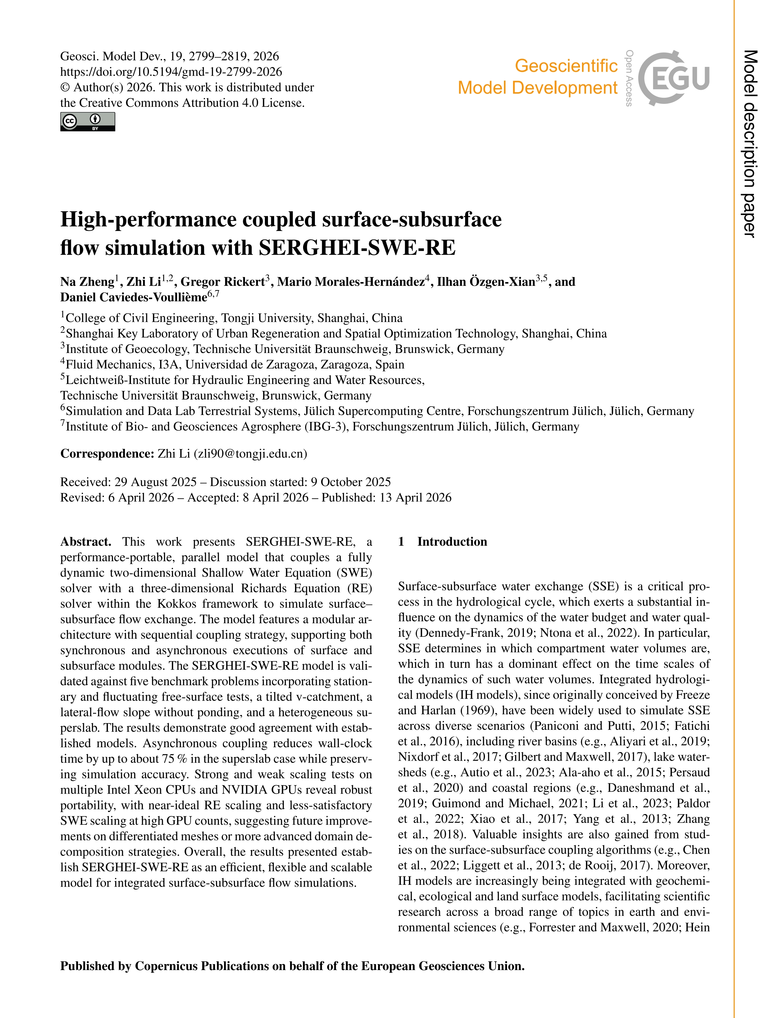 High-performance coupled surface-subsurface  flow simulation with SERGHEI-SWE-RE
