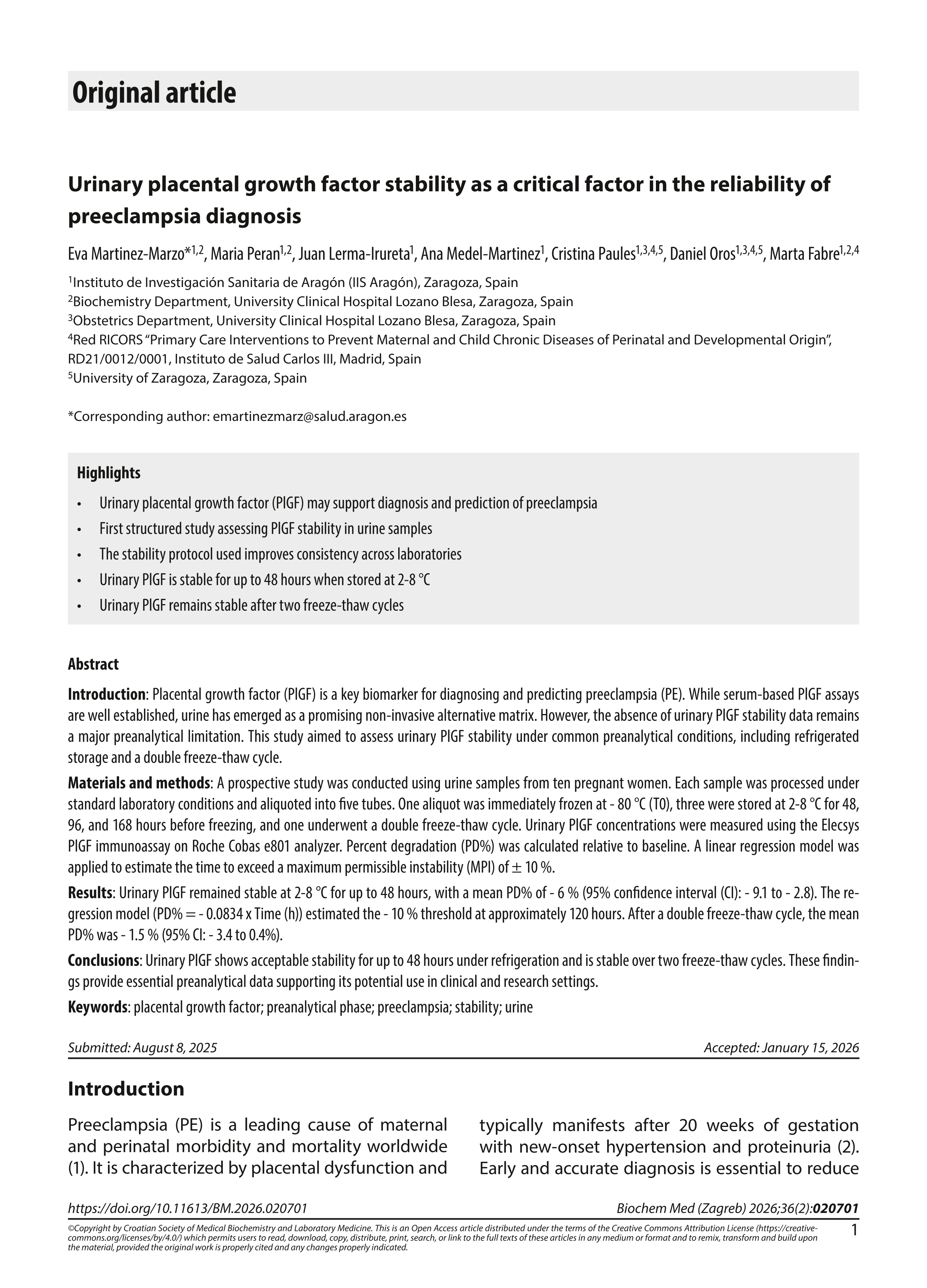 Urinary placental growth factor stability as a critical factor in the reliability of preeclampsia diagnosis