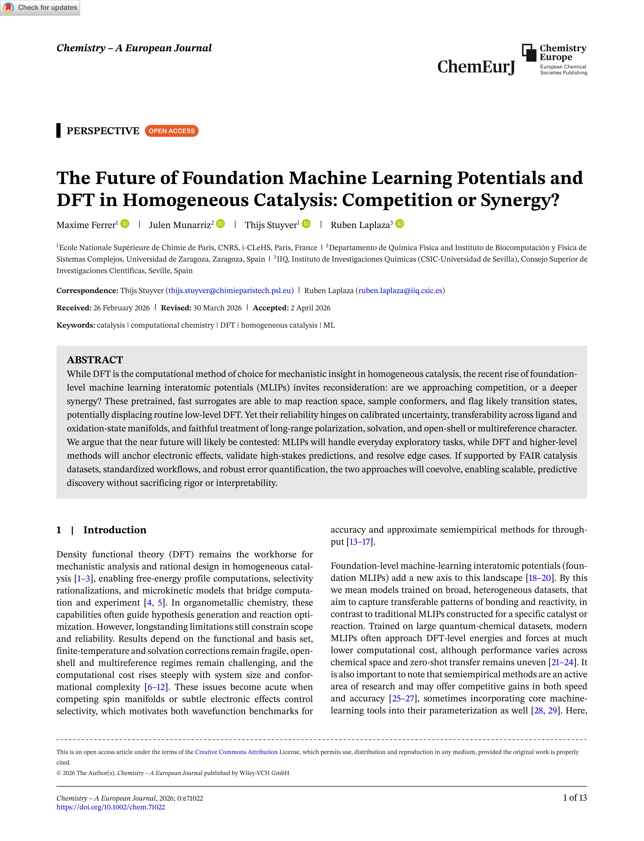 The Future of Foundation Machine Learning Potentials and DFT in Homogeneous Catalysis: Competition or Synergy?