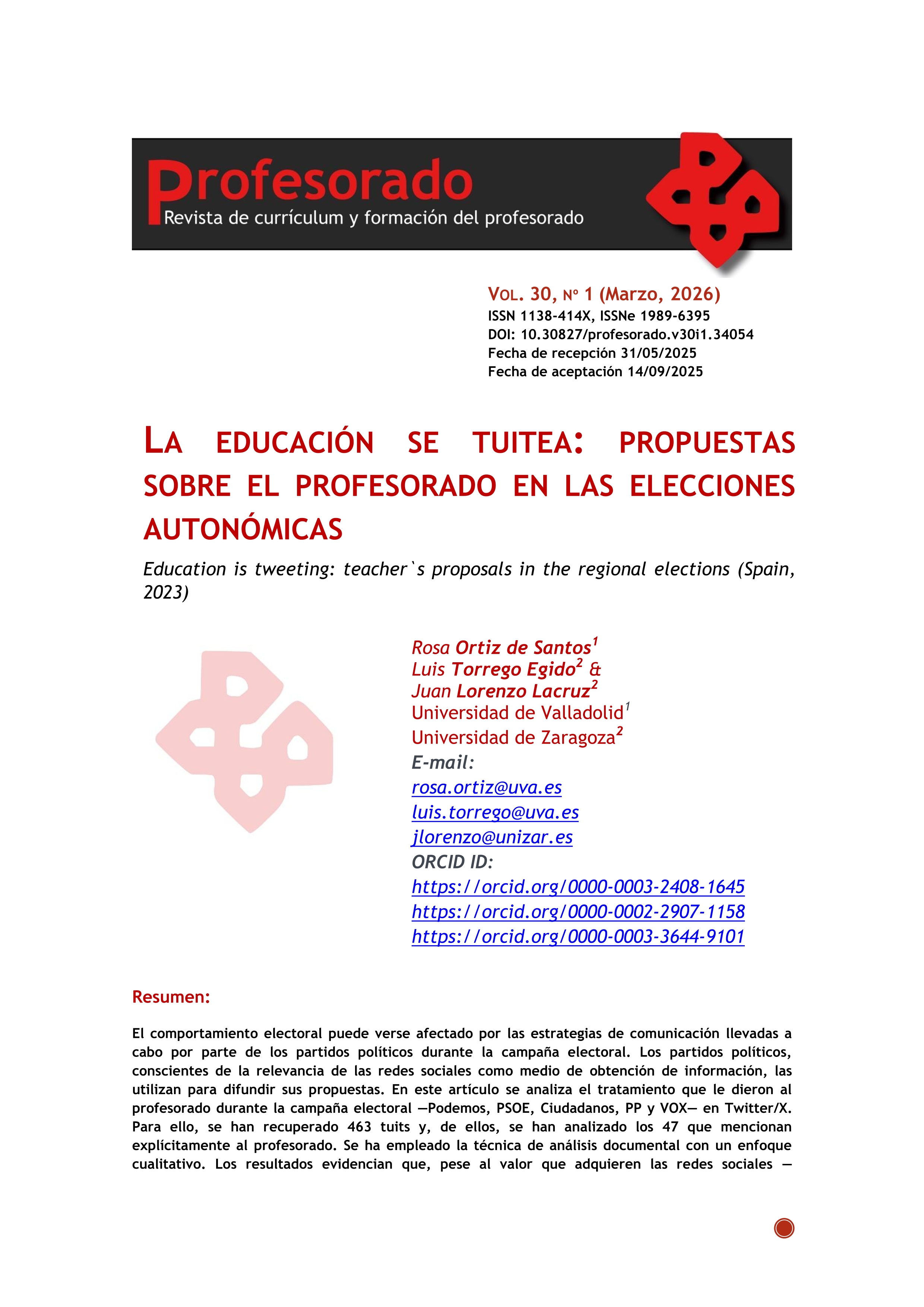 La educación se tuitea: Propuestas sobre el profesorado en las elecciones autonómicas