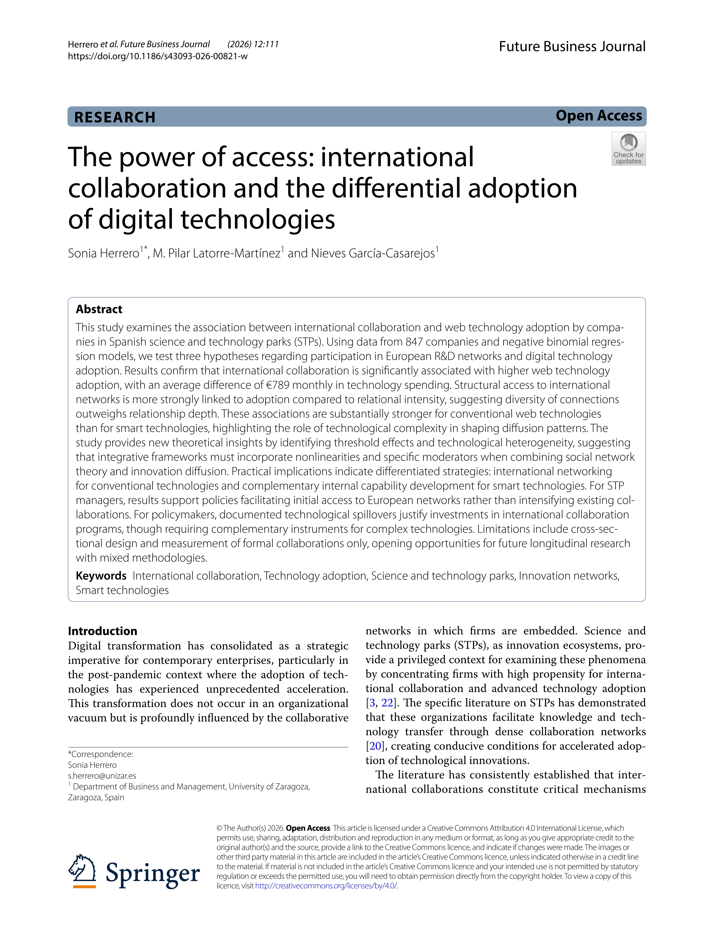 The power of access: international collaboration and the differential adoption of digital technologies