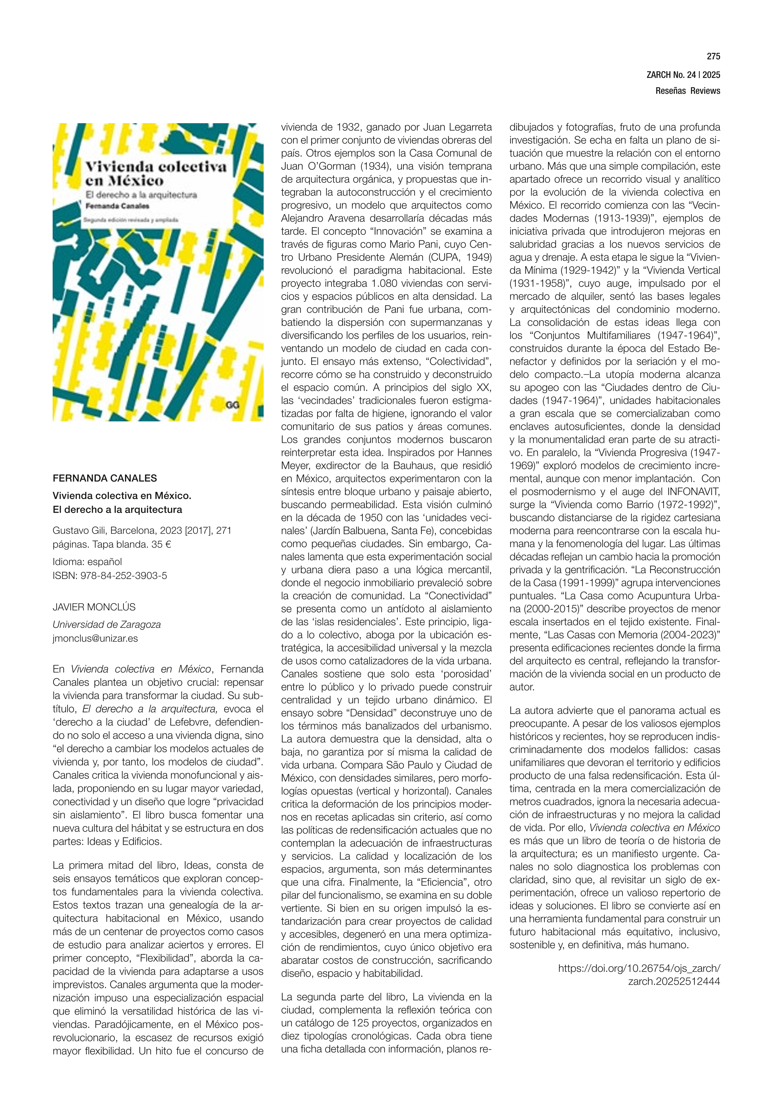 Vivienda colectiva en México. El derecho a la arquitectura