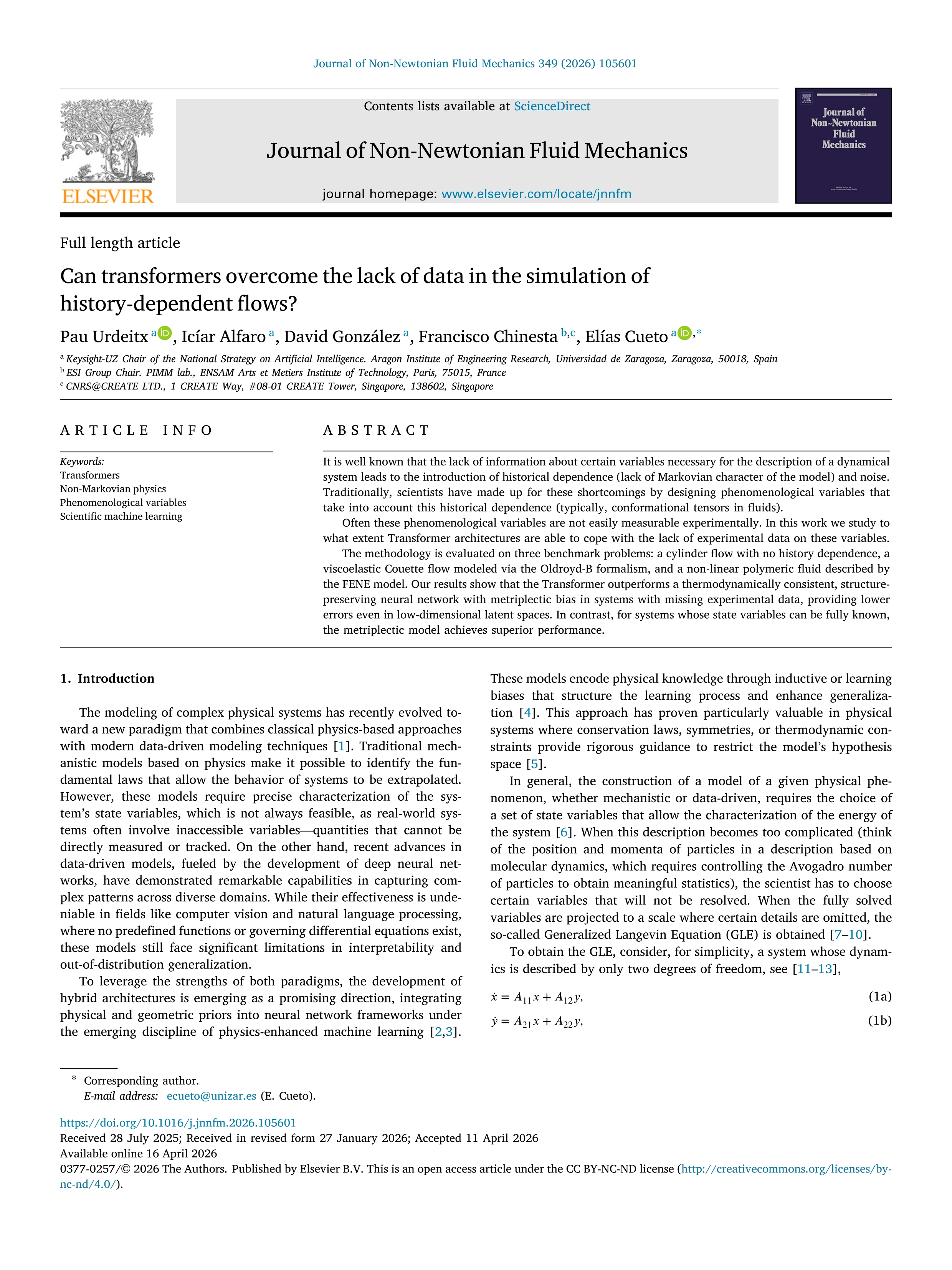 Can transformers overcome the lack of data in the simulation of history-dependent flows?