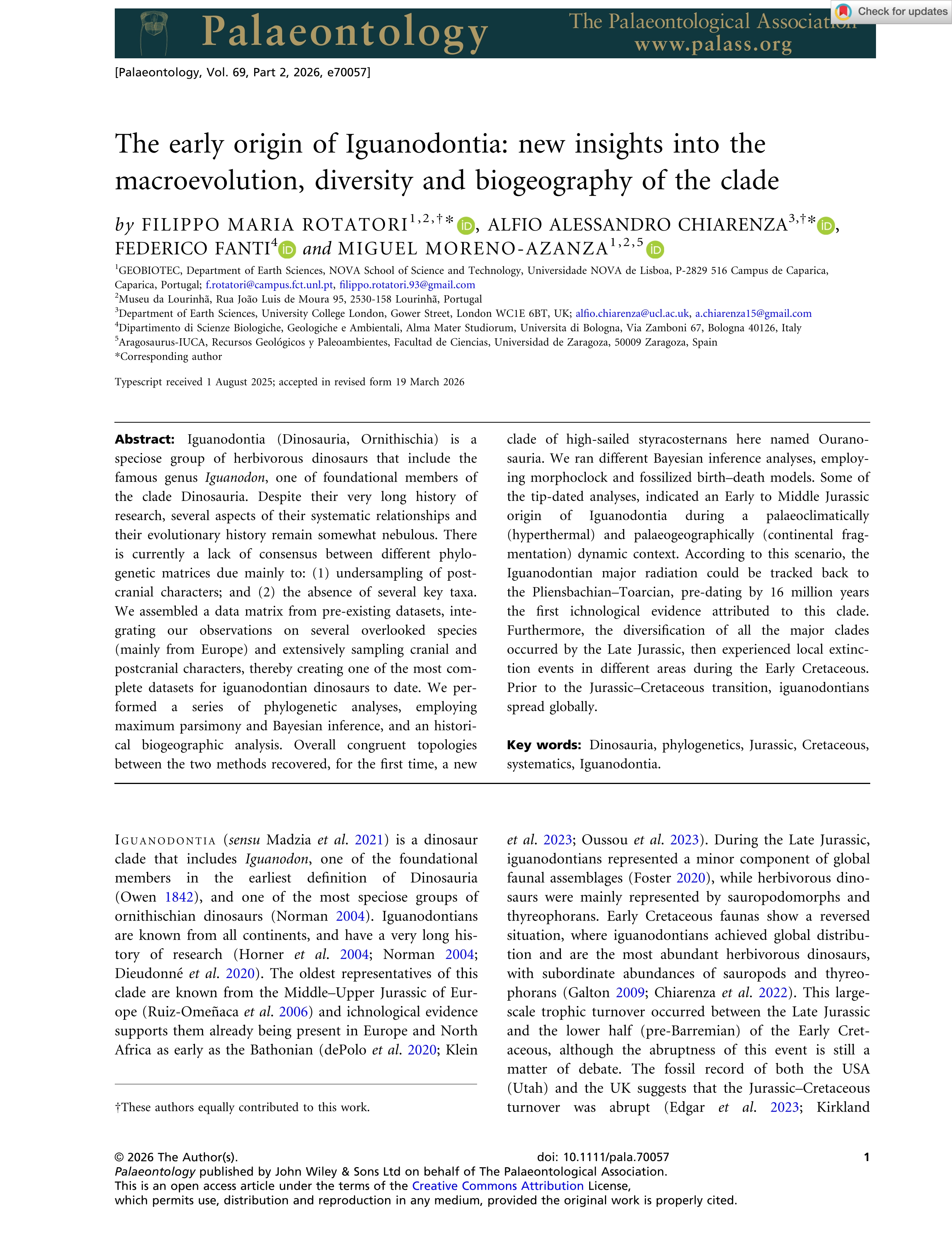 The early origin of Iguanodontia: new insights into the macroevolution, diversity and biogeography of the clade