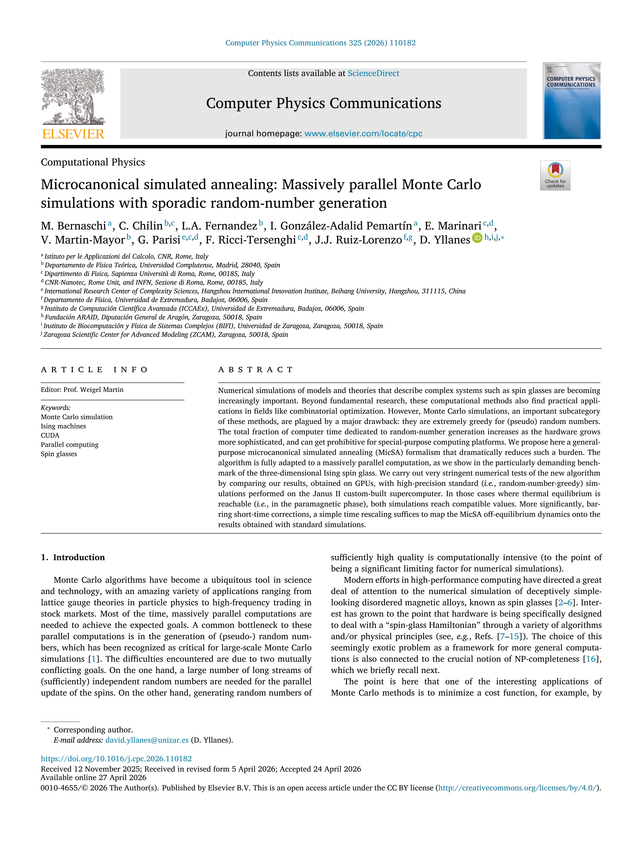 Microcanonical simulated annealing: Massively parallel Monte Carlo simulations with sporadic random-number generation