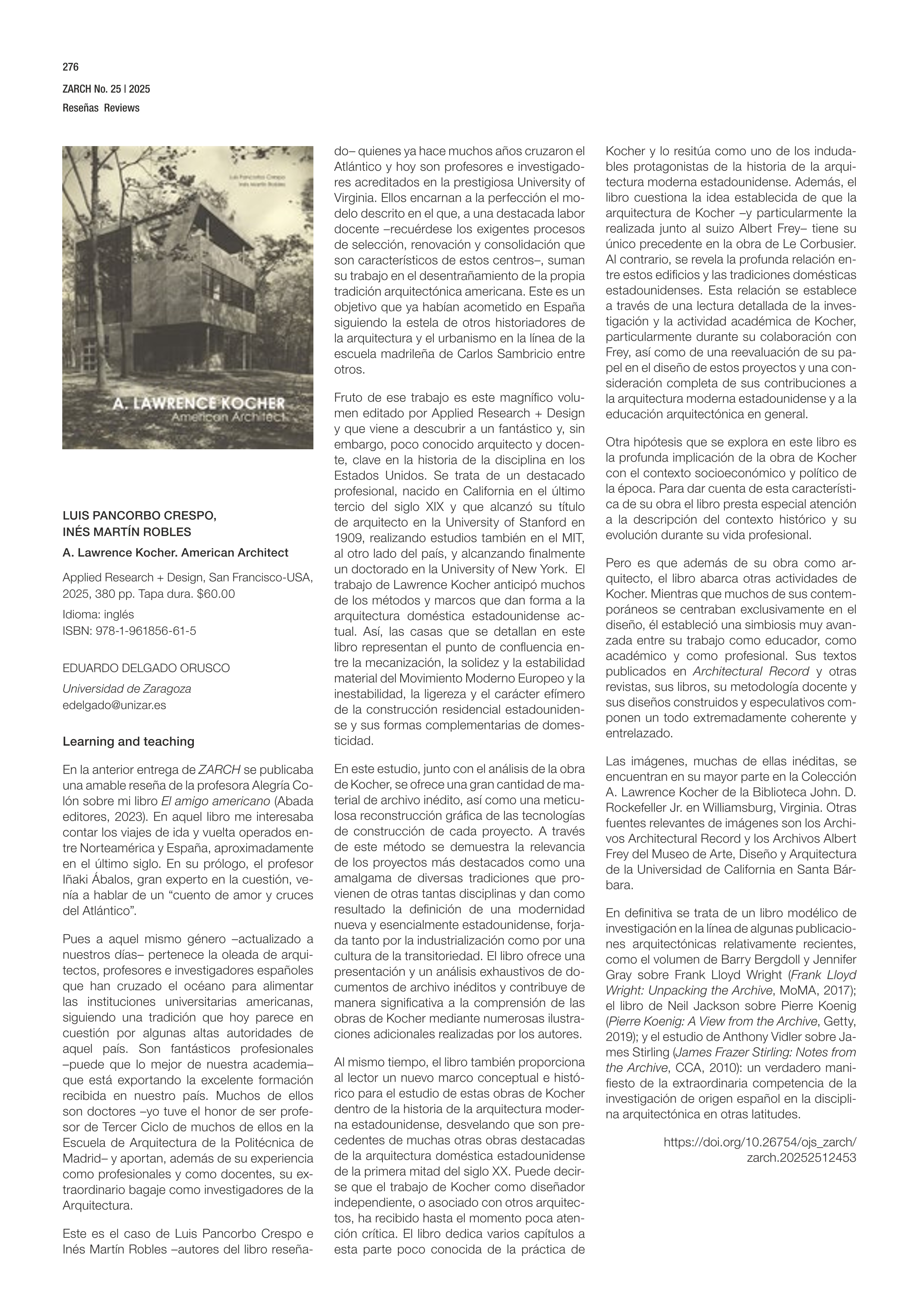 A. Lawrence Kocher. American Architect (Luis Pancorbo Crespo y Inés Martín Robles)