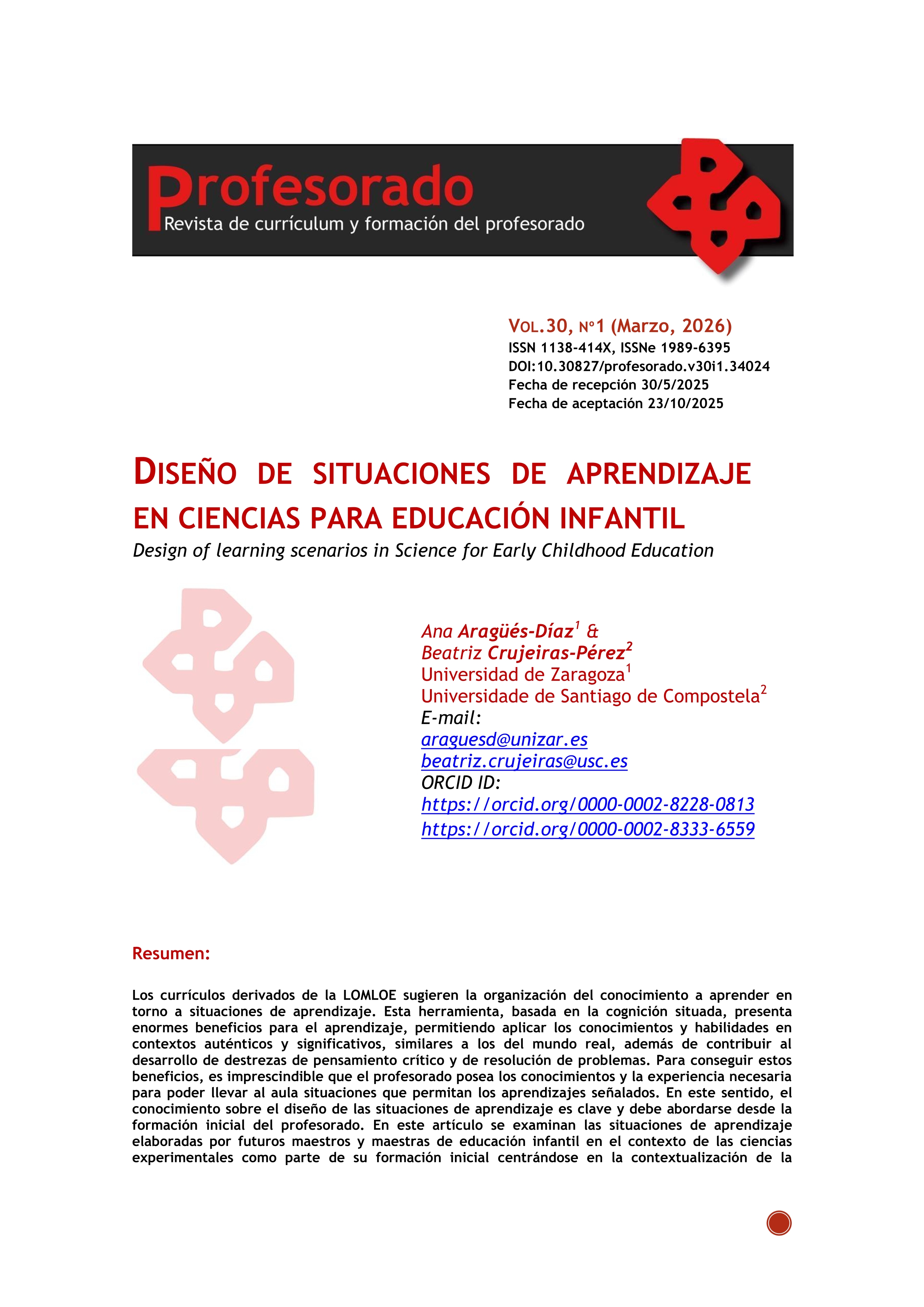 Diseño de situaciones de aprendizaje en ciencias para Educación Infantil