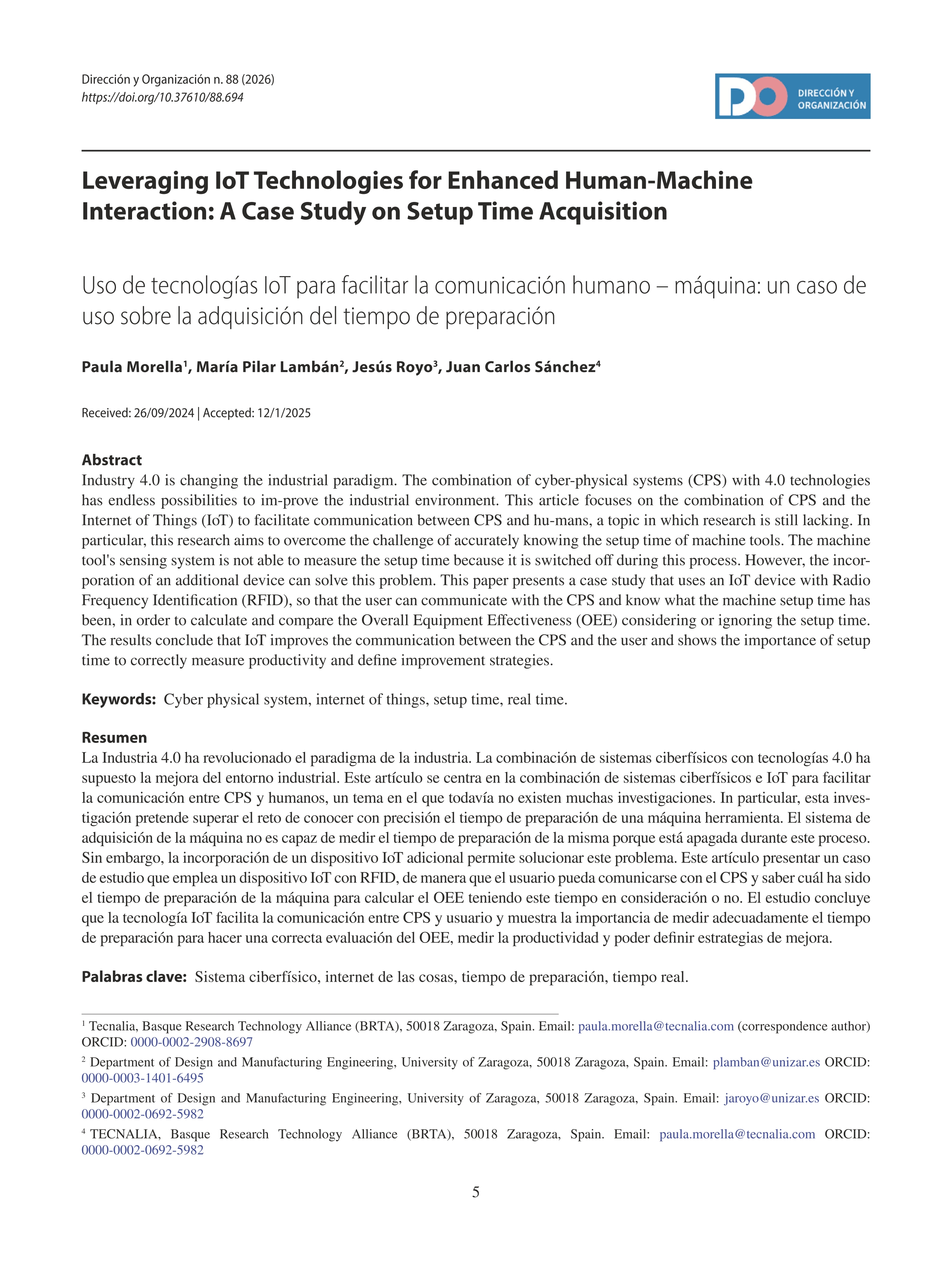 Leveraging IoT Technologies for Enhanced Human-Machine Interaction: A Case Study on Setup Time Acquisition