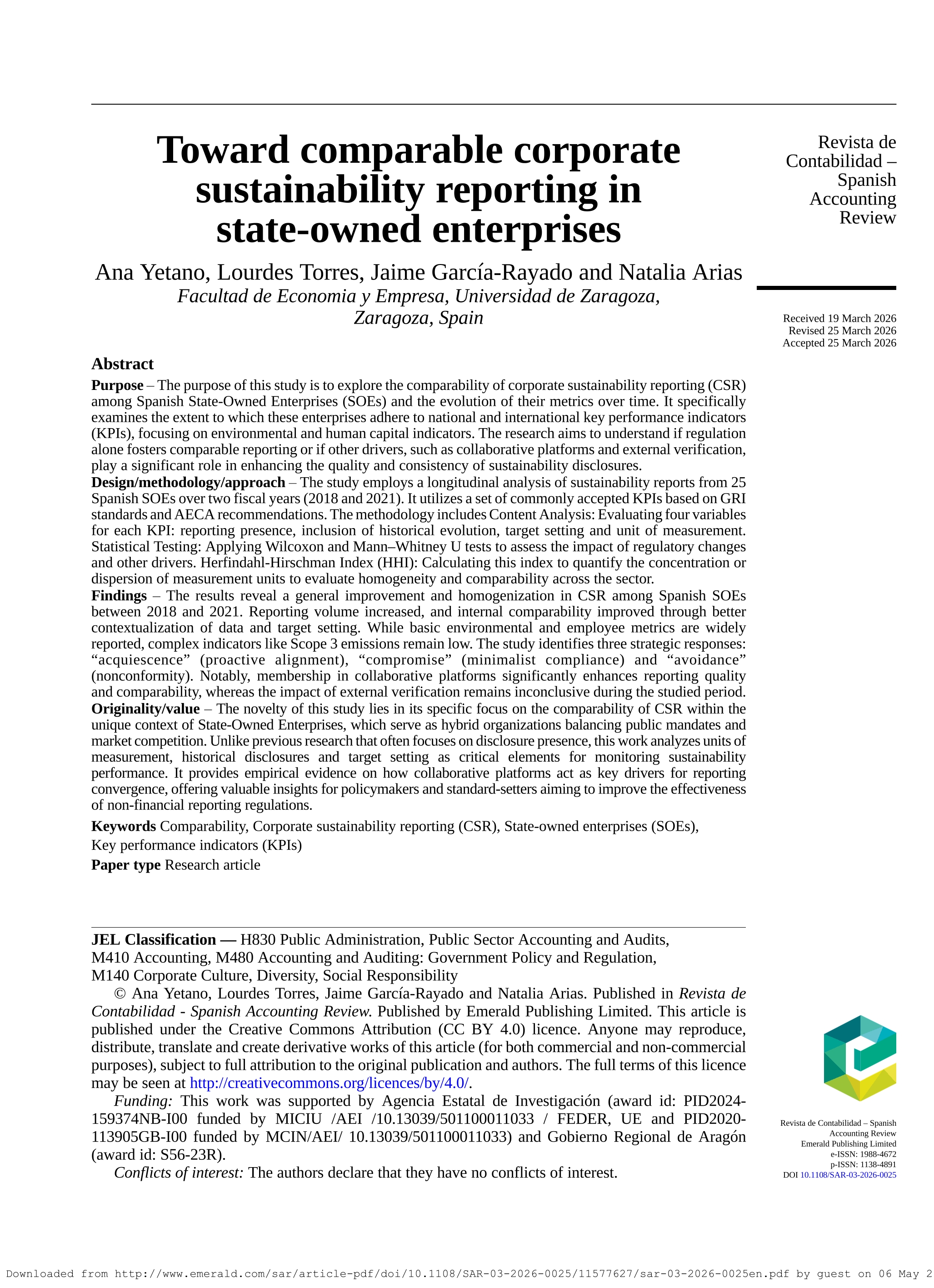 Toward comparable corporate sustainability reporting in state-owned enterprises