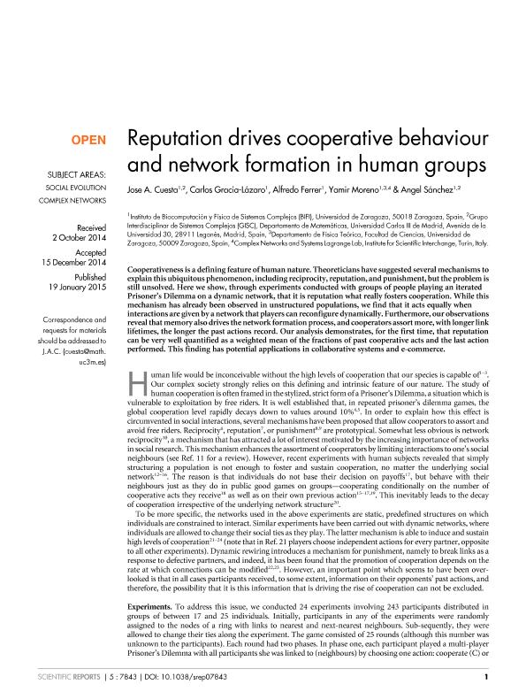 Reputation drives cooperative behaviour and network formation in human groups