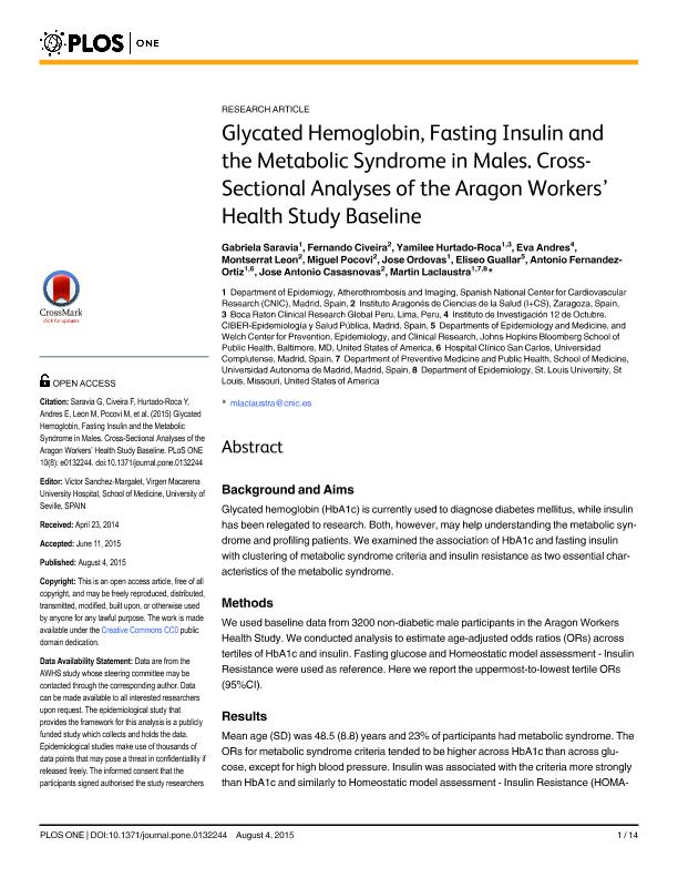 Glycated hemoglobin, fasting insulin and the metabolic syndrome in males. Cross-sectional analyses of the aragon workers health study baseline