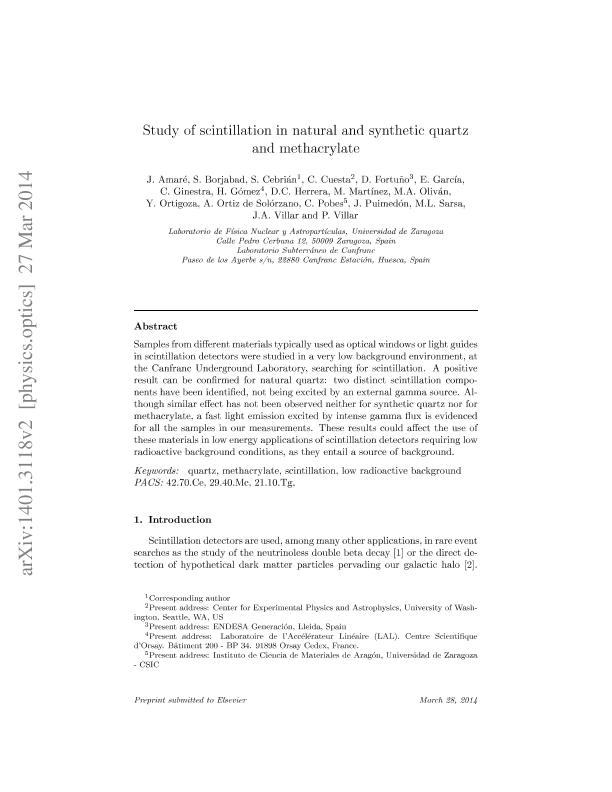 Study of scintillation in natural and synthetic quartz and methacrylate