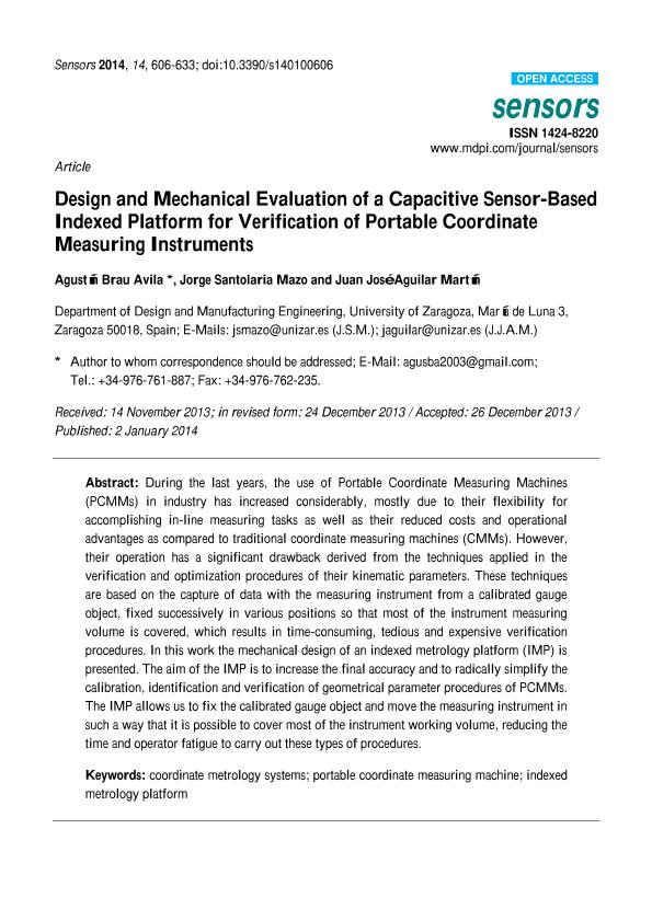 Design and mechanical evaluation of a capacitive sensor-based indexed platform for verification of Portable Coordinate Measuring Instruments
