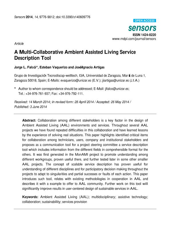 A multi-collaborative ambient assisted living service description tool