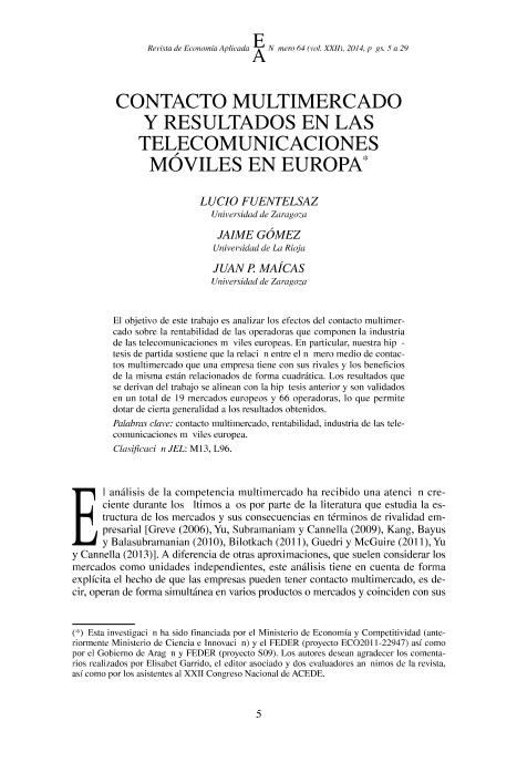 Contacto multimercado y resultados en las telecomunicaciones móviles en Europa