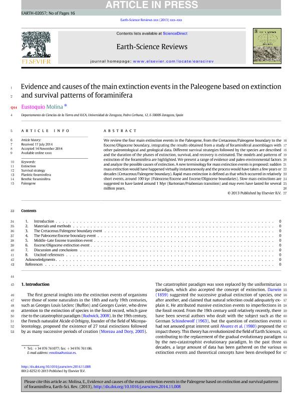 Evidence and causes of the main extinction events in the Paleogene based on extinction and survival patterns of foraminifera