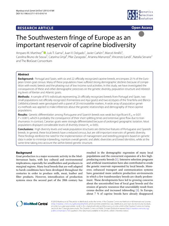 The Southwestern fringe of Europe as an important reservoir of caprine biodiversity