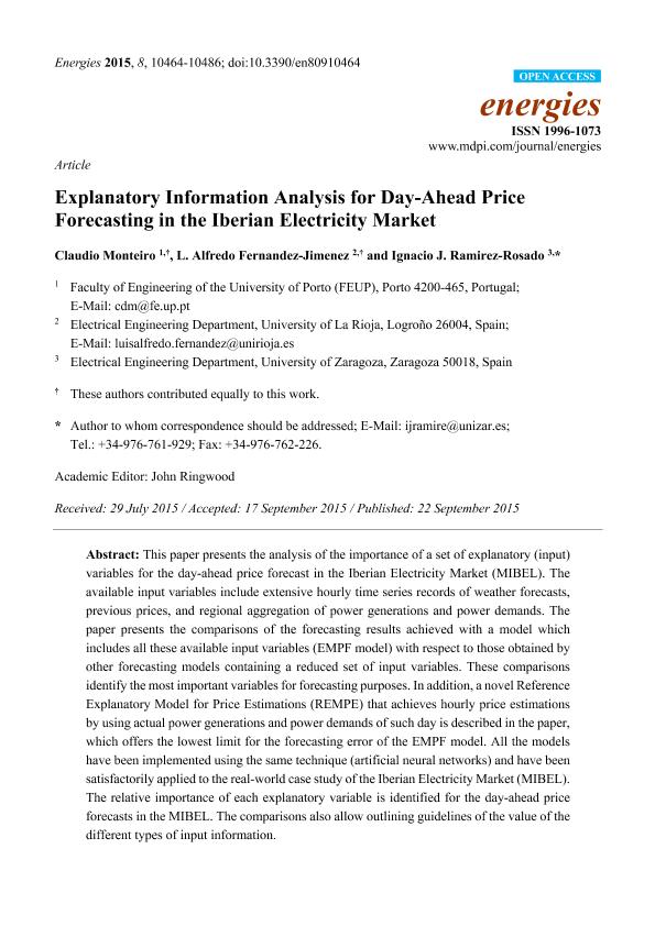 Explanatory information analysis for day-ahead price forecasting in the Iberian electricity market