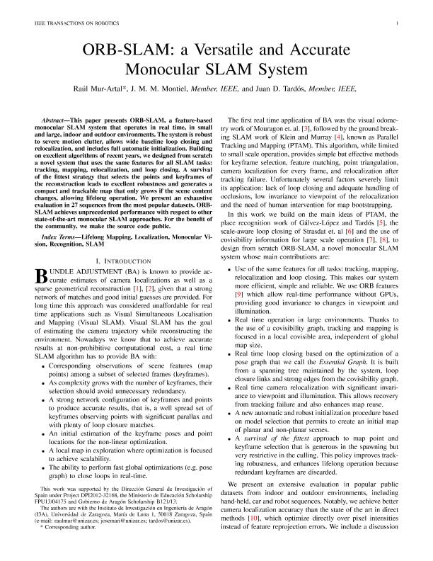 ORB-SLAM: A Versatile and Accurate Monocular SLAM System