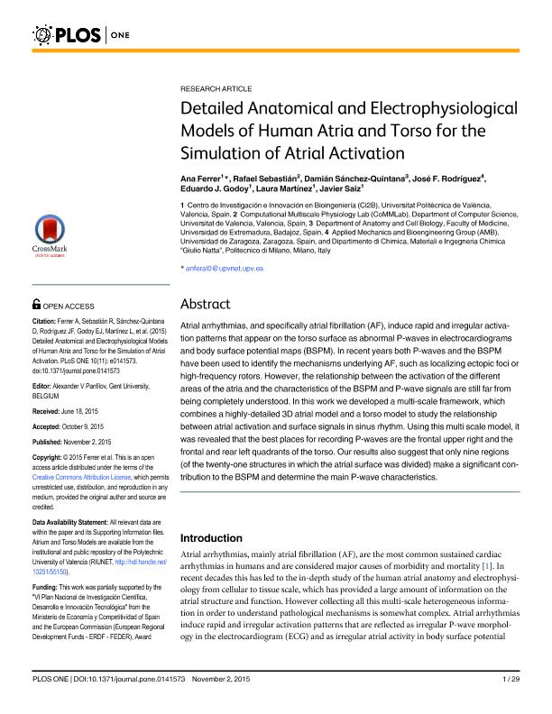 Detailed anatomical and electrophysiological models of human atria and torso for the simulation of atrial activation