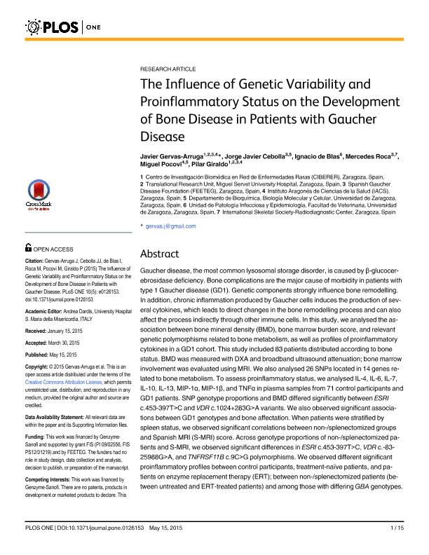 The influence of genetic variability and proinflammatory status on the development of bone disease in patients with Gaucher disease