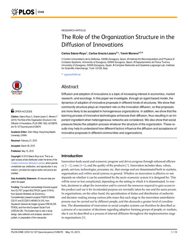 The role of the organization structure in the diffusion of innovations