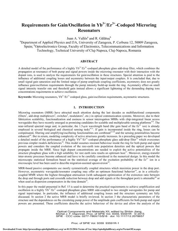 Requirements for gain/oscillation in Yb3+/Er3+-codoped microring resonators