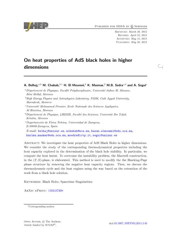 On heat properties of AdS black holes in higher dimensions