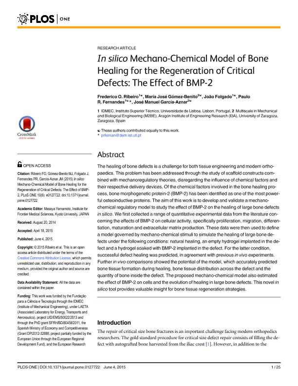 In silico mechano-chemical model of bone healing for the regeneration of critical defects: The effect of BMP-2
