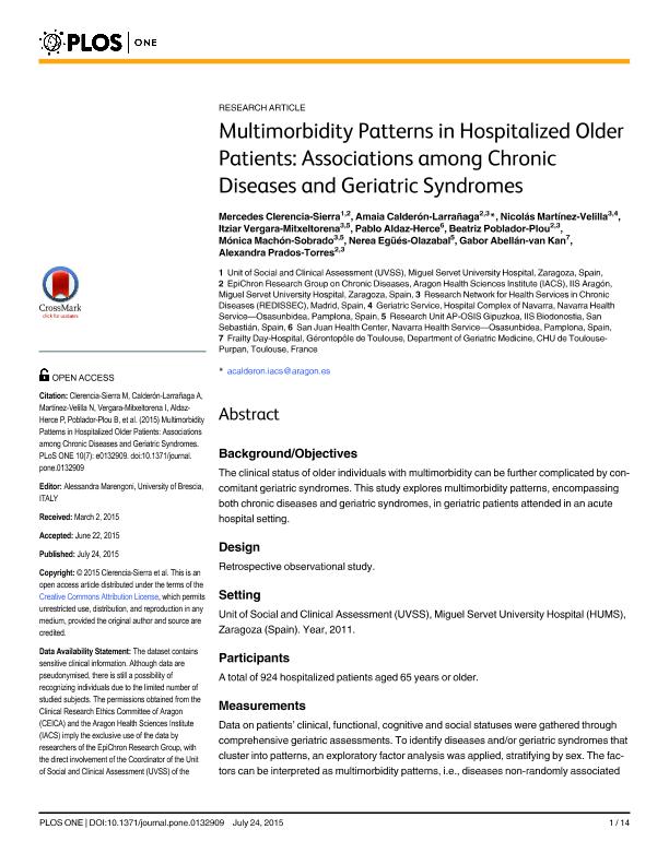 Multimorbidity patterns in hospitalized older patients: Associations among chronic diseases and geriatric syndromes