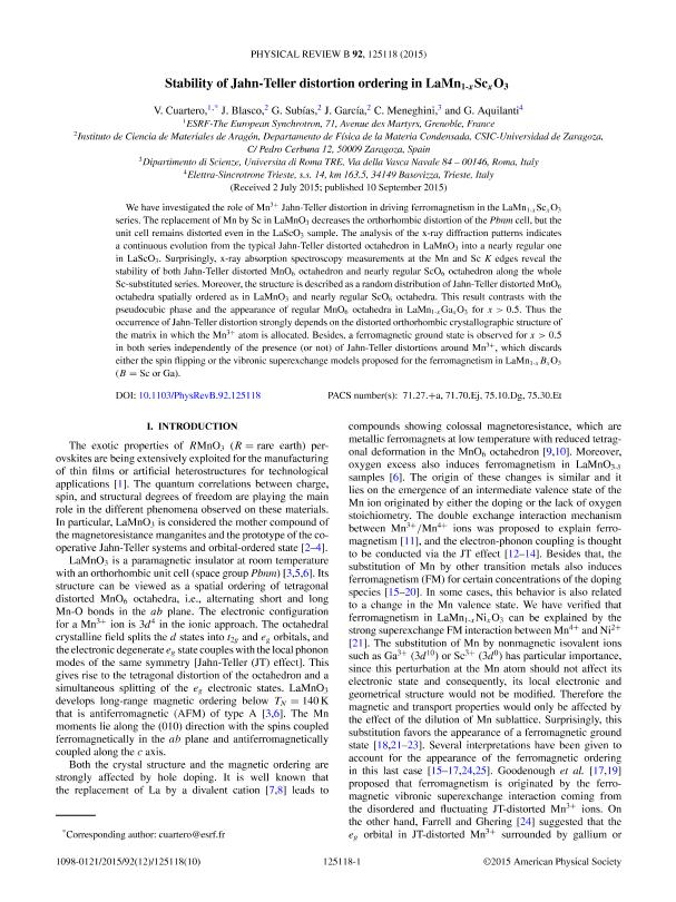 Stability Of Jahn Teller Distortion Ordering In Lam N1 X S Cx O3 Repositorio Institucional De Documentos