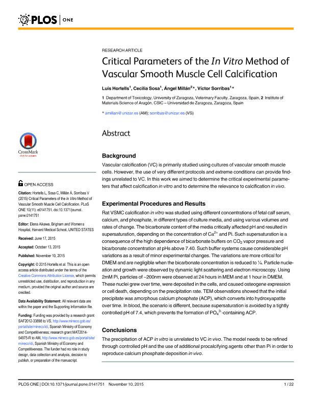 Critical Parameters of the In Vitro Method of Vascular Smooth Muscle Cell Calcification