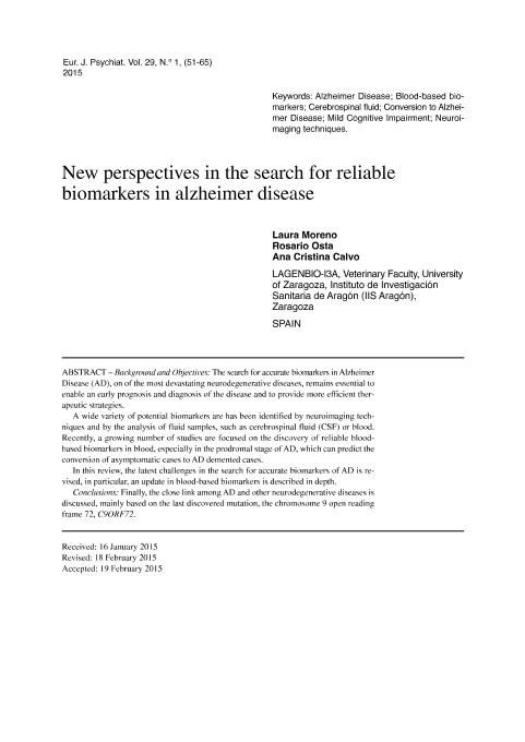 New perspectives in the search for reliable biomarkers in alzheimer disease