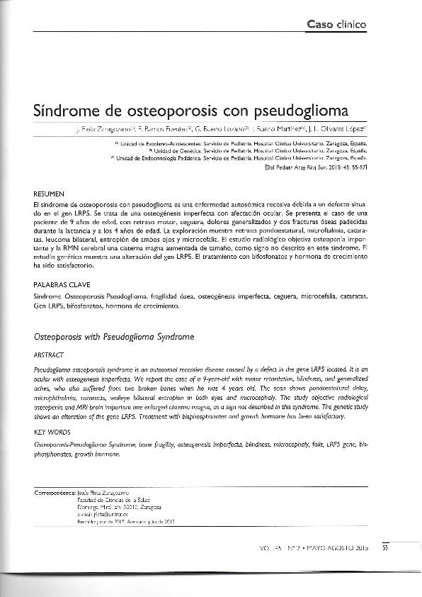 Síndrome de osteoporosis  con pseudoglioma