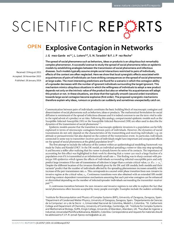 Explosive Contagion in Networks