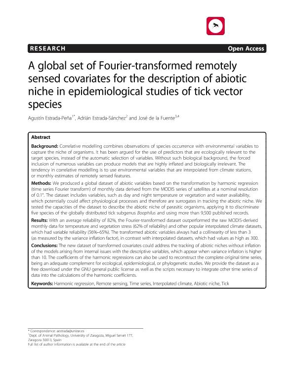 A global set of Fourier-transformed remotely sensed covariates for the description of abiotic niche in epidemiological studies of tick vector species