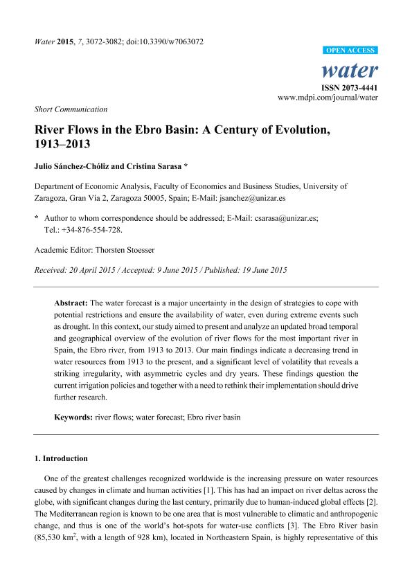 River flows in the Ebro basin: A century of evolution, 1913-2013