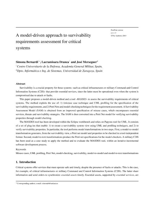 A model-driven approach to survivability requirements assessment for critical systems