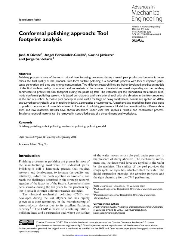 Conformal polishing approach: Tool footprint analysis