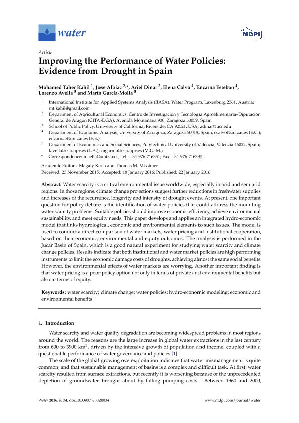 Improving the performance of water policies: Evidence from drought in Spain