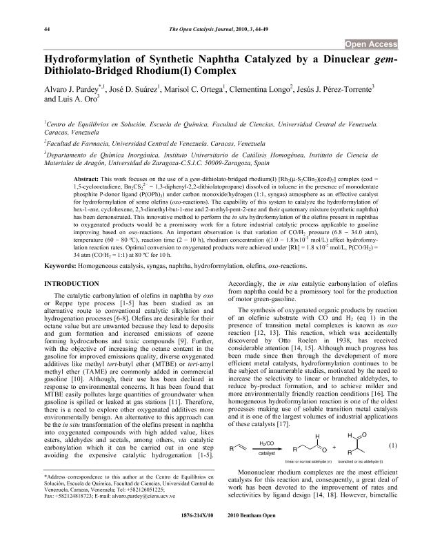 Hydroformylation of synthetic naphtha catalyzed by a dinuclear gem-dithiolato-bridged rhodium(I) complex