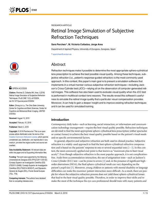 Retinal image simulation of subjective refraction techniques