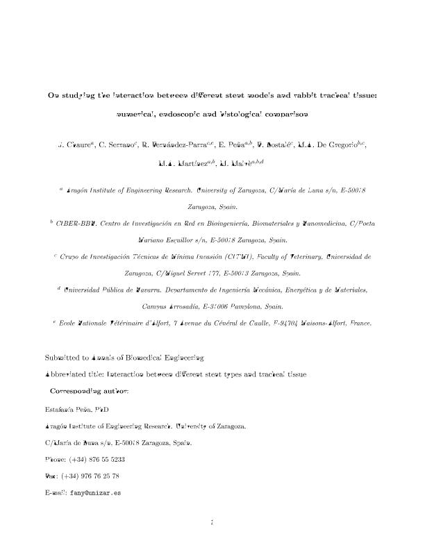 On studying the interaction between different stent models and rabbit tracheal tissue: numerical, endoscopic and histological comparison