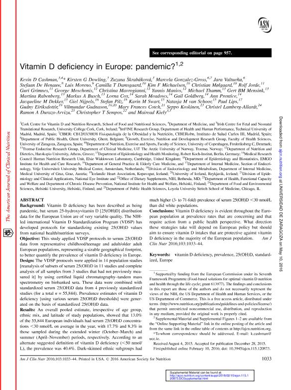 Vitamin D deficiency in Europe: Pandemic?