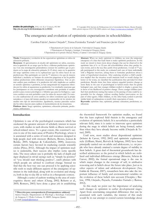 The emergence and evolution of optimistic expectations in school-children