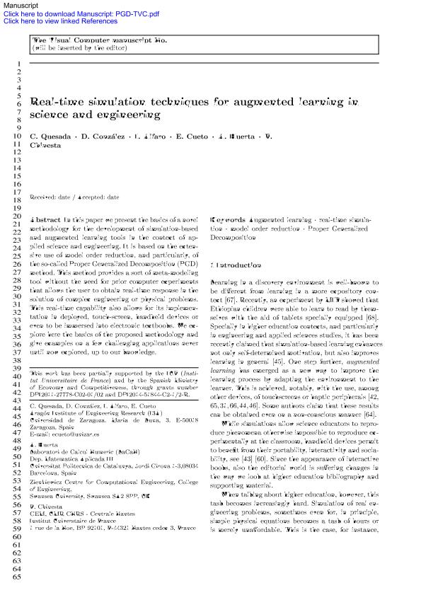 Real-time simulation techniques for augmented learning in science and engineering
