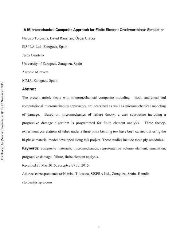 A micromechanical composite approach for finite element crashworthiness simulation