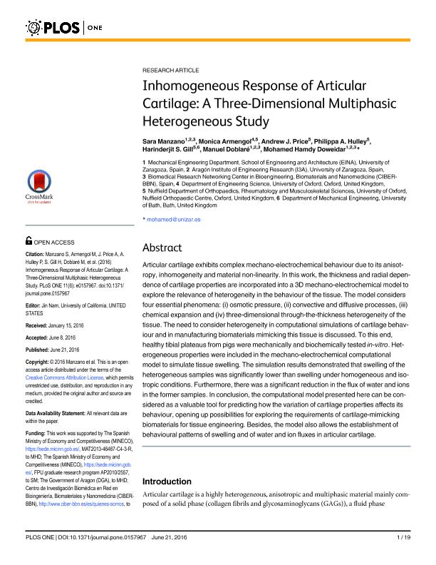 Inhomogeneous response of articular cartilage: A three-dimensional multiphasic heterogeneous study