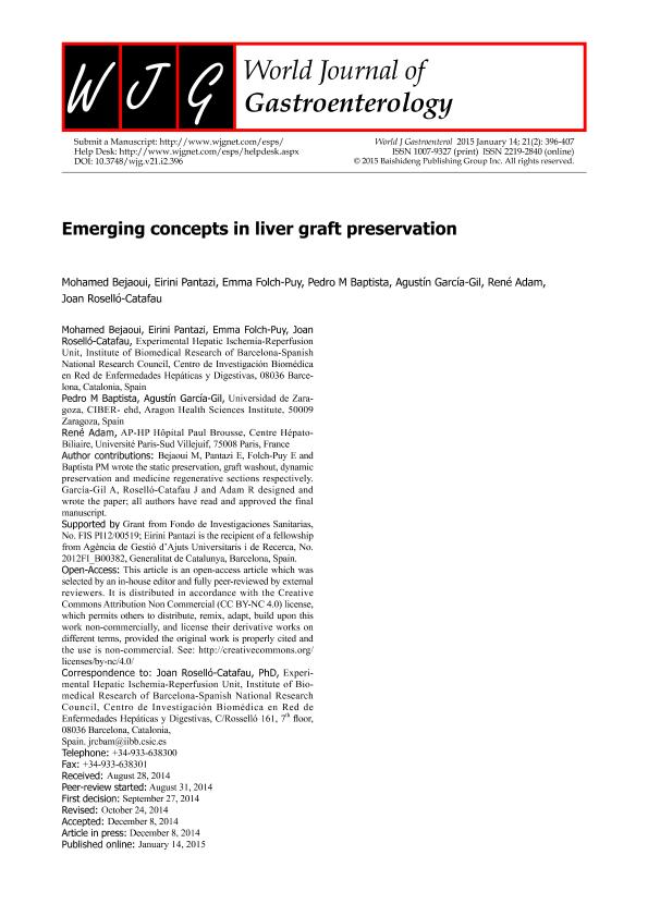 Emerging concepts in liver graft preservation