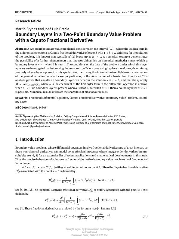 Boundary layers in a two-point boundary value problem with a caputo fractional derivative